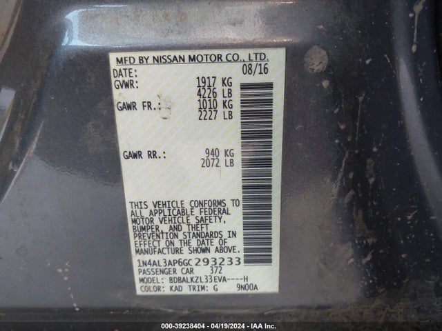 Nissan Altima 2.5 Sv 2016 1N4AL3AP6GC293233 Image 9