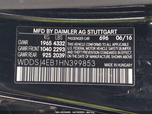 WDDSJ4EB1HN399853 Mercedes-Benz CLA 250