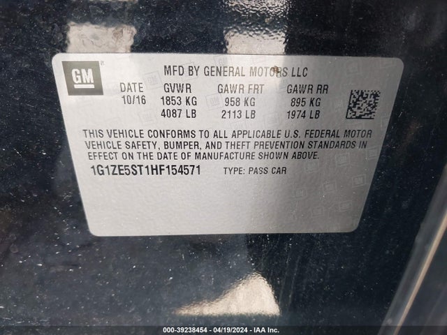 Chevrolet MALIBU 1LT 2017 1G1ZE5ST1HF154571 Image 9
