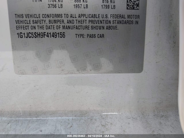 Chevrolet Sonic Lt Auto 2015 1G1JC5SH9F4149156 Image 9