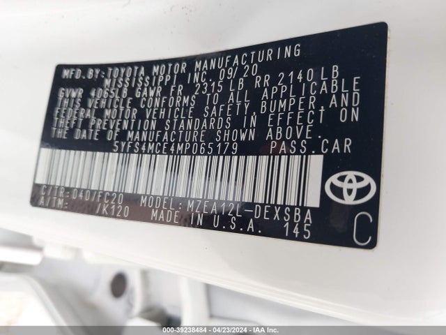 Toyota COROLLA SE 2021 5YFS4MCE4MP065179 Image 9