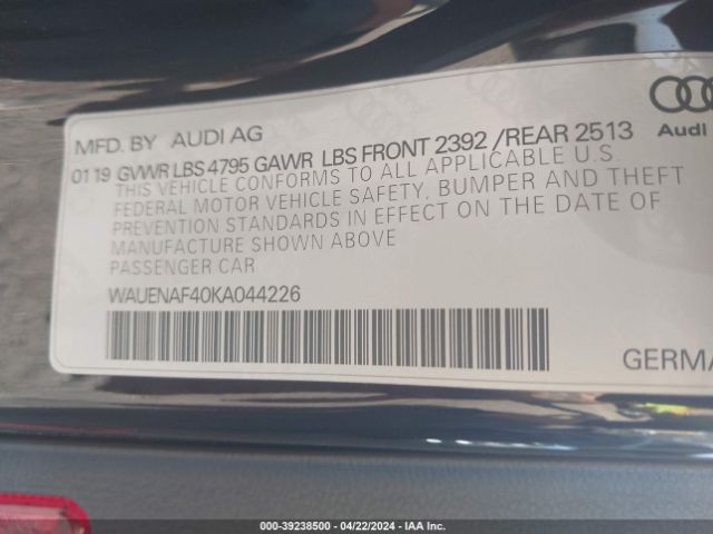 WAUENAF40KA044226 Audi A4 45 Premium