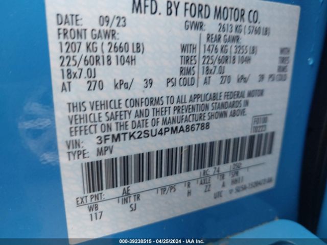 3FMTK2SU4PMA86788 Ford Mustang Mach-e California Route 1