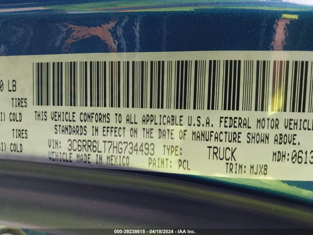 RAM 1500 Big Horn  4x2 5'7 Box 2017 3C6RR6LT7HG734493 Image 9
