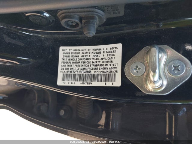 Honda CIVIC EX 2015 19XFB2F81FE045008 Image 9