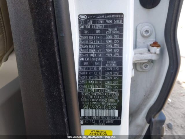 SALVP2RX9JH324038 Land Rover Range Rover Evoque Se/se Premium