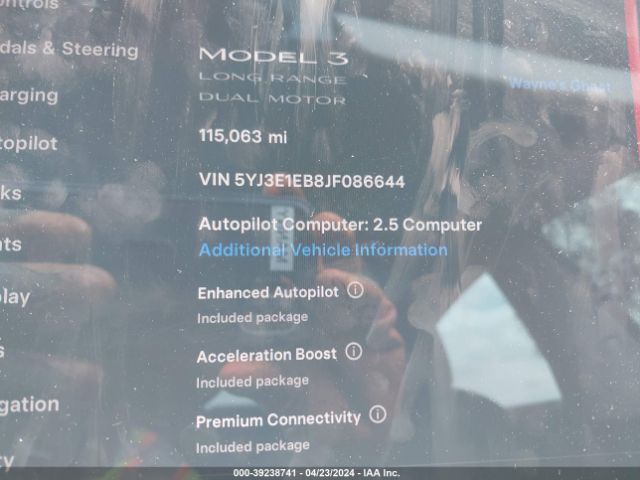 5YJ3E1EB8JF086644 Tesla Model 3 Long Range/performance