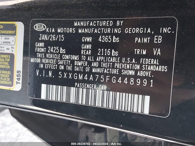 KIA Optima Lx 2015 5XXGM4A75FG448991 Image 9