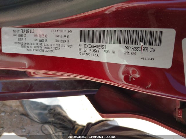 Chrysler 200 Limited 2015 1C3CCCAB8FN689579 Image 9