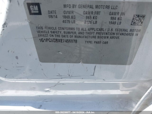 Chevrolet Cruze 1lt Auto 2014 1G1PC5SBXE7466978 Image 9