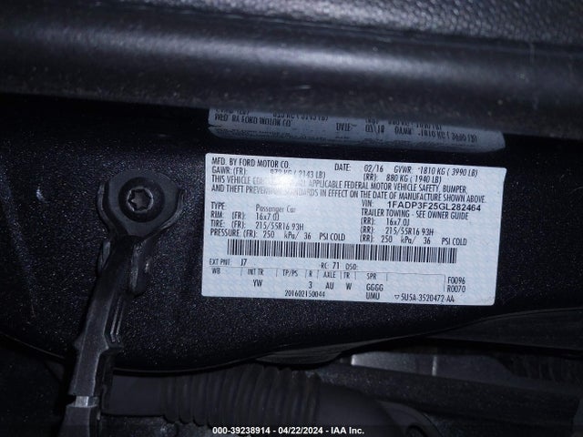 Ford FOCUS SE 2016 1FADP3F25GL282464 Image 9