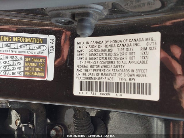 Honda CR-V EX 2015 2HKRM3H59FH514051 Image 9