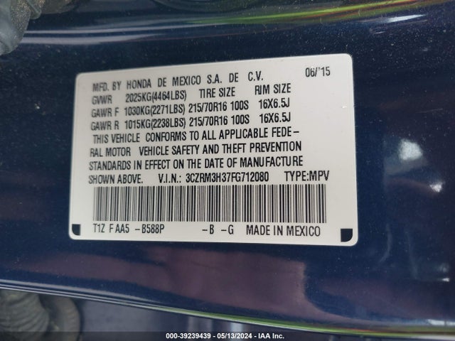 Honda CR-V LX 2015 3CZRM3H37FG712080 Image 9