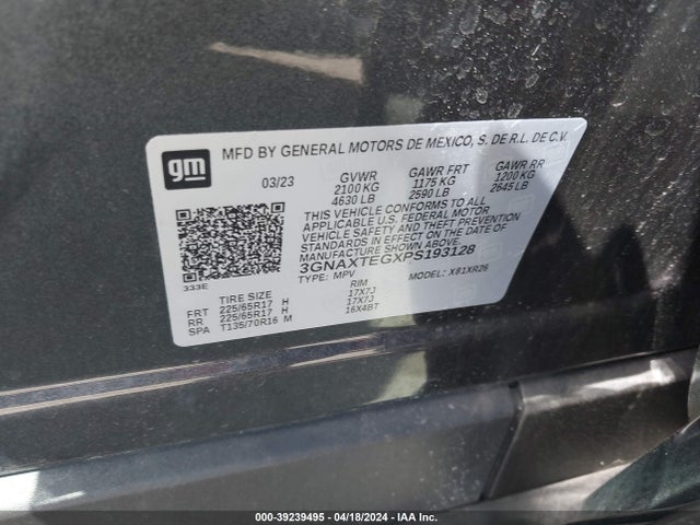 Chevrolet Equinox Awd 2fl 2023 3GNAXTEGXPS193128 Image 9