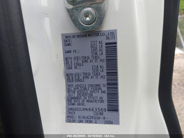Nissan Frontier King Cab S 4x2 2023 1N6ED1CL4PN663569 Image 9