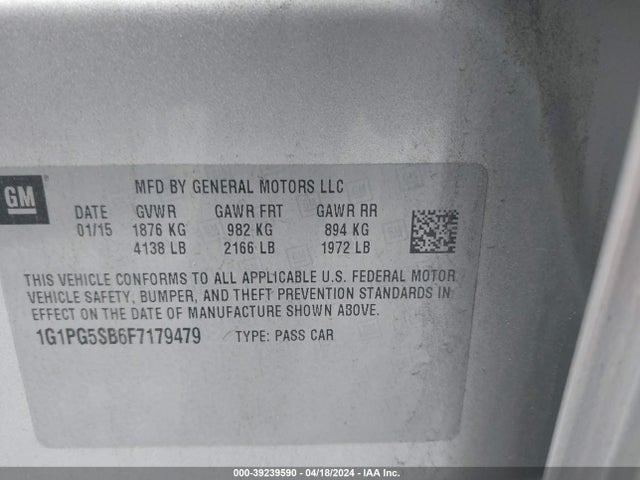 Chevrolet CRUZE LTZ 2015 1G1PG5SB6F7179479 Image 9