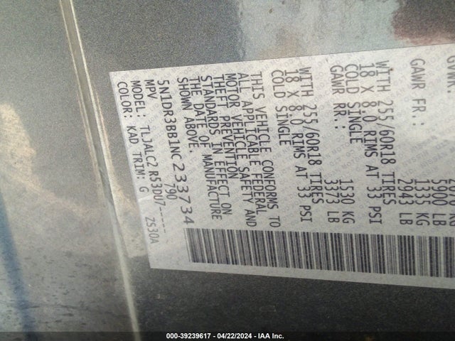 Nissan Pathfinder Sv 2wd 2022 5N1DR3BB1NC233734 Image 9