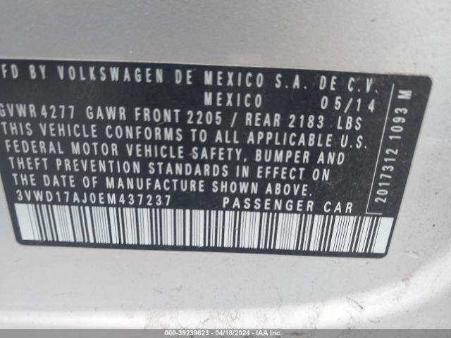 3VWD17AJ0EM437237 Volkswagen Jetta 1.8t Se