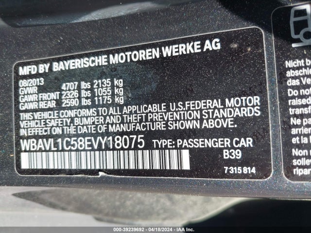 BMW X1 Xdrive28i 2014 WBAVL1C58EVY18075 Image 9