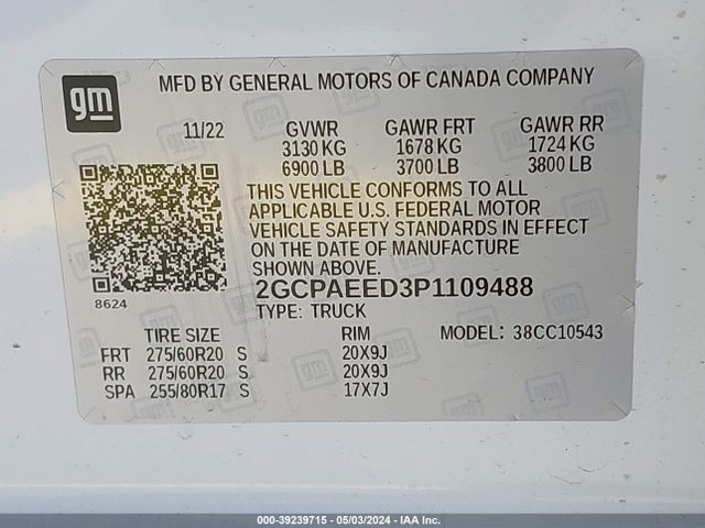 2GCPAEED3P1109488 Chevrolet Silverado 1500 2wd  Short Bed Ltz