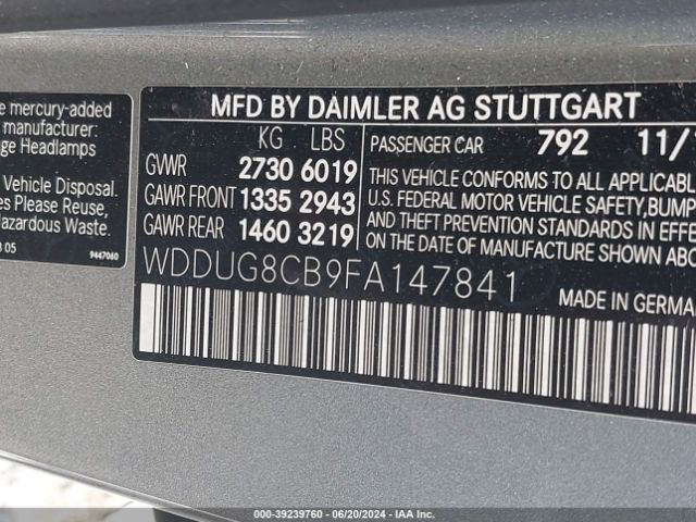WDDUG8CB9FA147841 Mercedes-Benz S 550