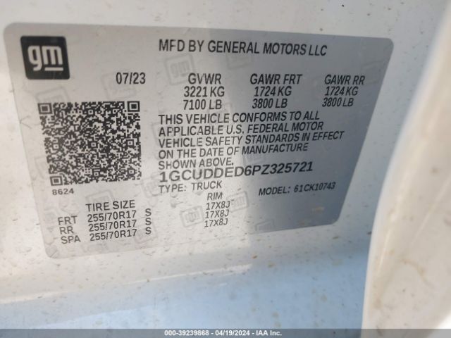 1GCUDDED6PZ325721 Chevrolet Silverado 1500 4wd  Standard Bed Lt