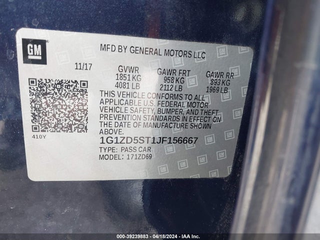 Chevrolet MALIBU LT 2018 1G1ZD5ST1JF156667 Image 9
