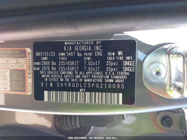 KIA SORENTO LX 2023 5XYRGDLC5PG210095 Image 9