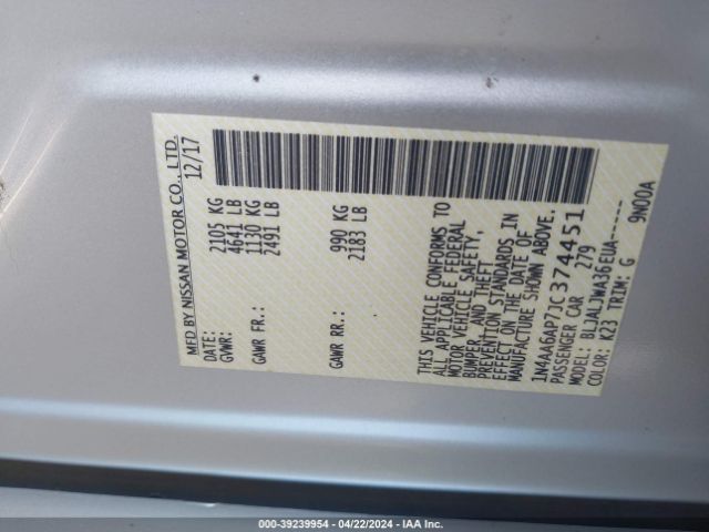 1N4AA6AP7JC374451 Nissan Maxima 3.5 Sv