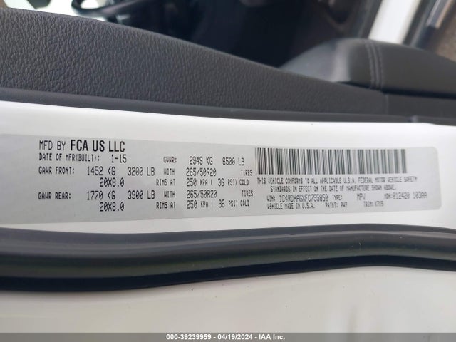 Dodge Durango Sxt 2015 1C4RDHAGXFC755850 Image 9