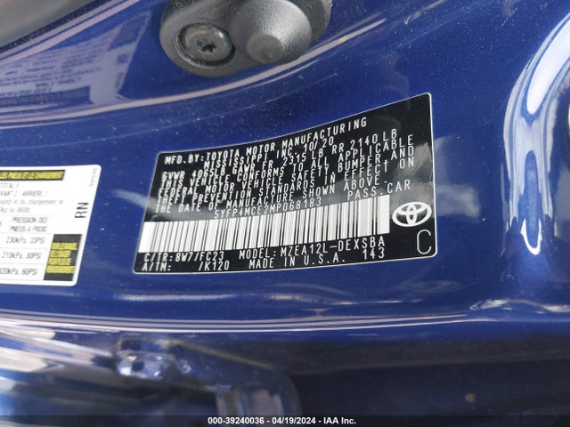 Toyota COROLLA SE 2021 5YFP4MCE2MP068183 Image 9