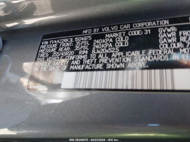 YV4A22RK3L1504875 Volvo Xc60 T6 Momentum