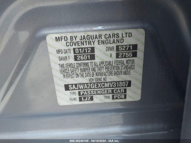 2012 JAGUAR XJ SAJWA2GEXCMV31807 Photo 8