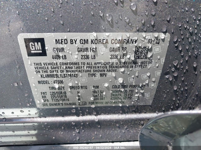 Buick Encore Gx Awd Select 2020 KL4MMESL1LB116143 Image 9