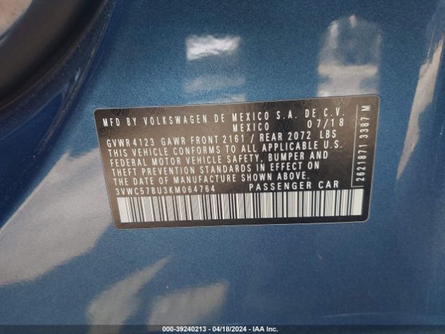 3VWC57BU3KM064764 Volkswagen Jetta 1.4t R-line/1.4t S/1.4t Se