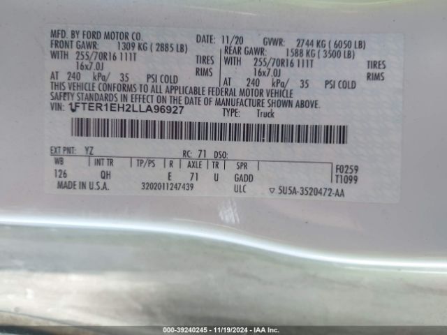 1FTER1EH2LLA96927 Ford RANGER XL