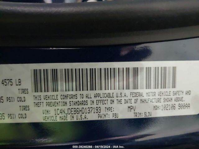 1C4NJDEB6HD137193 Jeep Compass High Altitude 4x4