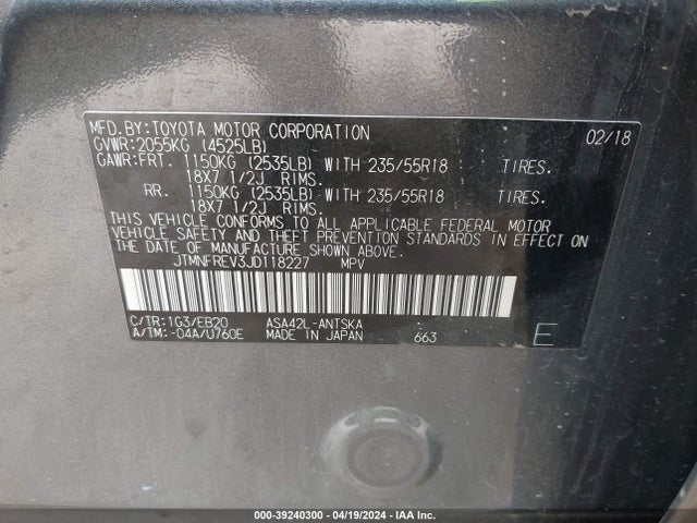 Toyota RAV4 SE 2018 JTMNFREV3JD118227 Image 9