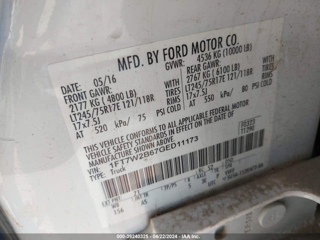 Ford F-250 Xl 2016 1FT7W2B67GED11173 Image 9