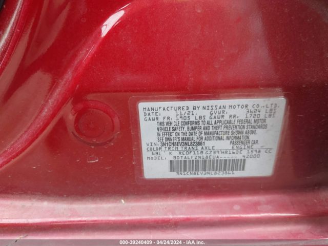 3N1CN8EV3NL823861 Nissan Versa 1.6 Sv Xtronic Cvt