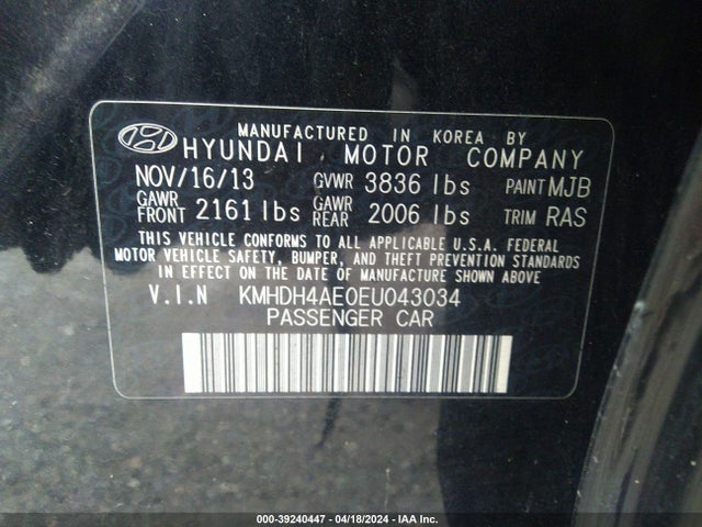 Hyundai ELANTRA SE 2014 KMHDH4AE0EU043034 Image 9