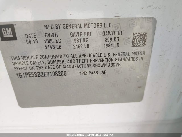 Chevrolet Cruze 2lt Auto 2014 1G1PE5SB2E7108266 Image 9