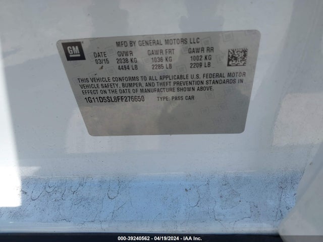 Chevrolet MALIBU 2LT 2015 1G11D5SL8FF276650 Image 9