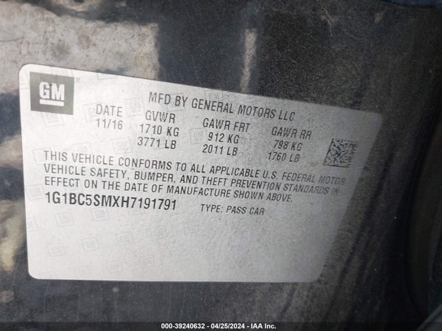 Chevrolet Cruze Ls Auto 2017 1G1BC5SMXH7191791 Image 9