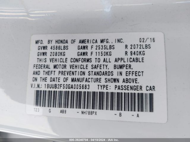 19UUB2F50GA005683 Acura Tlx V6 Tech