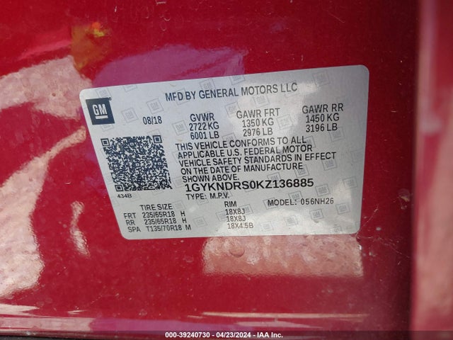 1GYKNDRS0KZ136885 Cadillac XT5 LUXURY