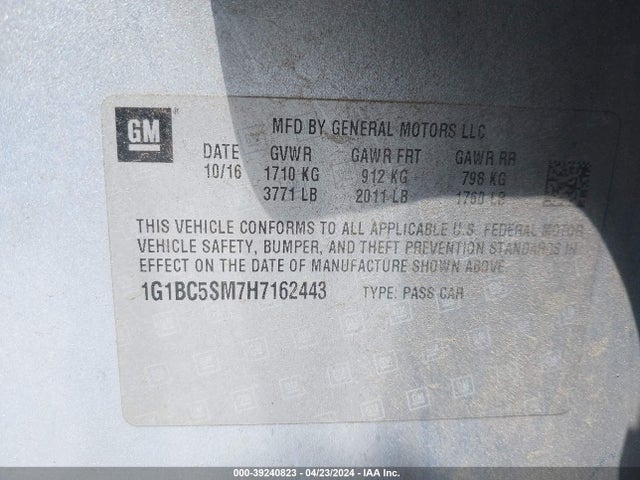 Chevrolet Cruze Ls Auto 2017 1G1BC5SM7H7162443 Image 9