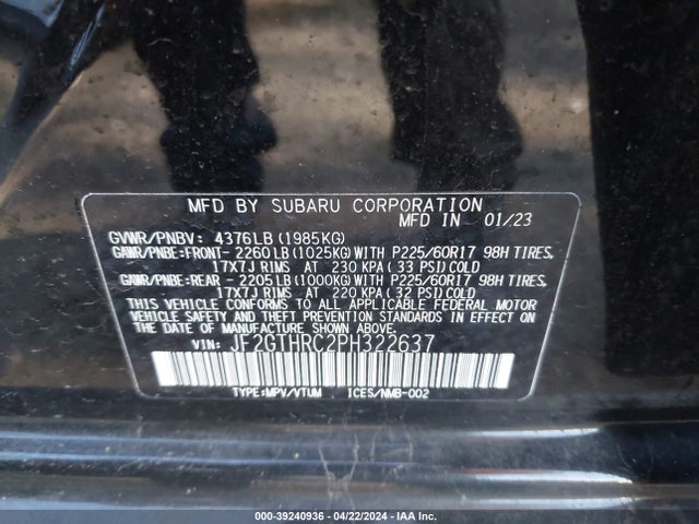 Subaru Crosstrek Sport 2023 JF2GTHRC2PH322637 Image 9