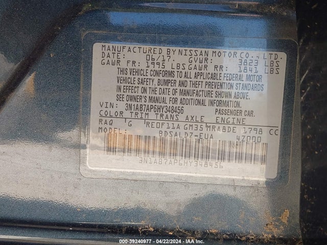 Nissan SENTRA SV 2017 3N1AB7AP6HY348456 Image 9