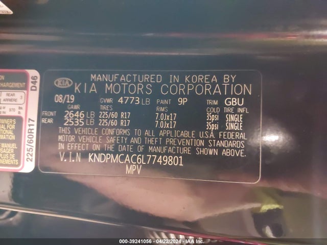 KIA Sportage Lx 2020 KNDPMCAC6L7749801 Image 9